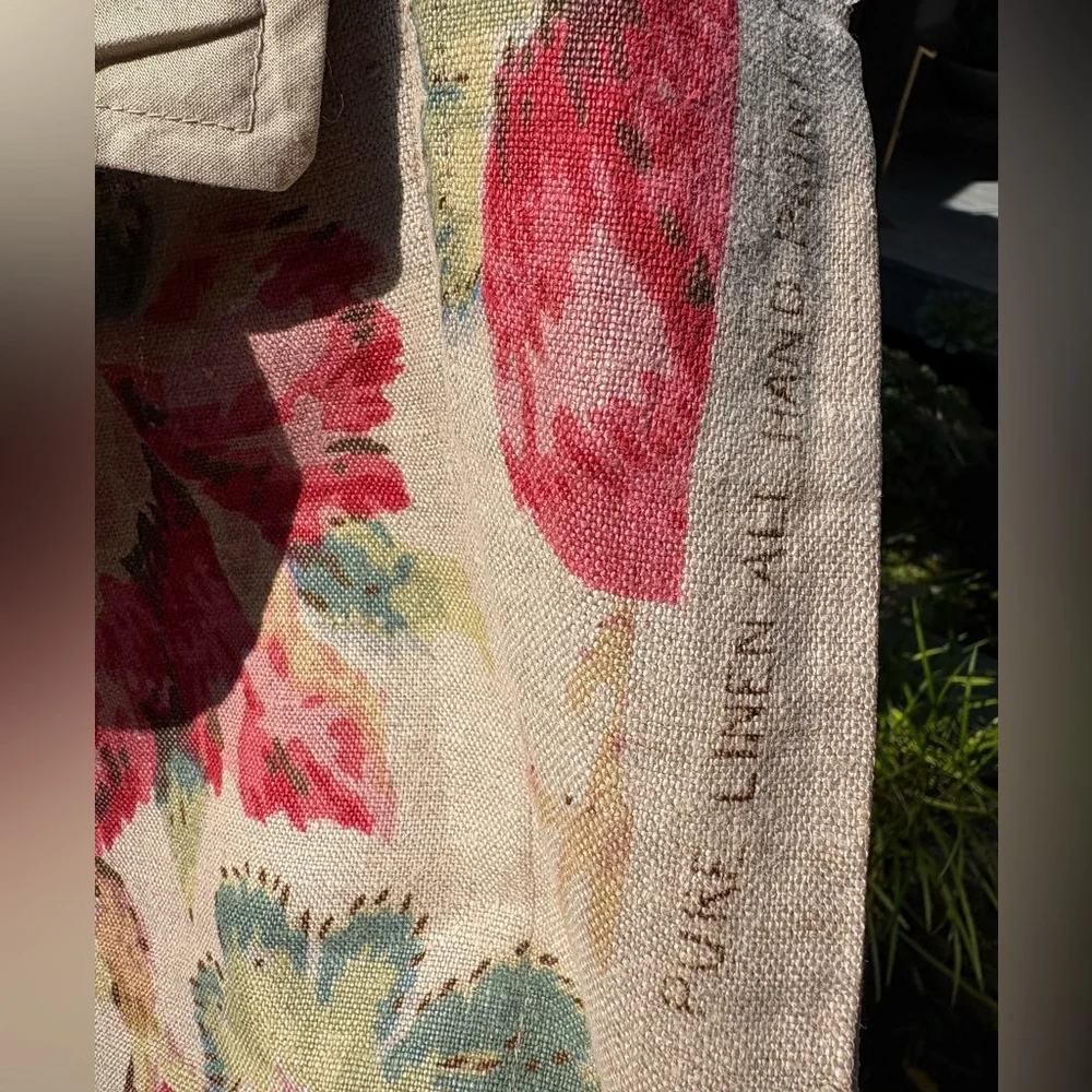 Pure Linen Handblocked Printed 5 Piece Pillow Sham  Set with Matching Runner